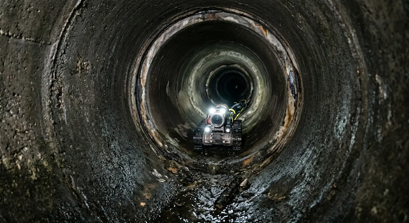 Robotic sewer camera inspecting pipe interior for Drain Snake Service in Rock Falls